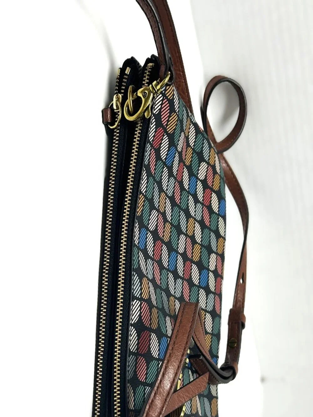 Fossil Devon multicolor geometric signature crossbody bag